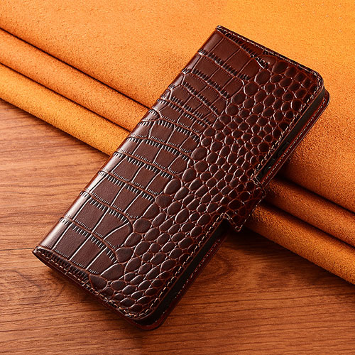 Leather Case Stands Flip Cover H23 Holder for Apple iPhone 13 Brown