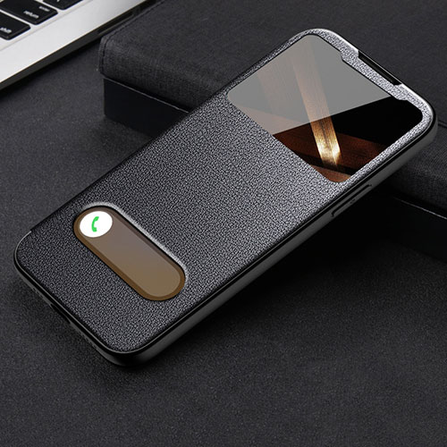 Leather Case Stands Flip Cover H24 Holder for Apple iPhone 14 Pro Black