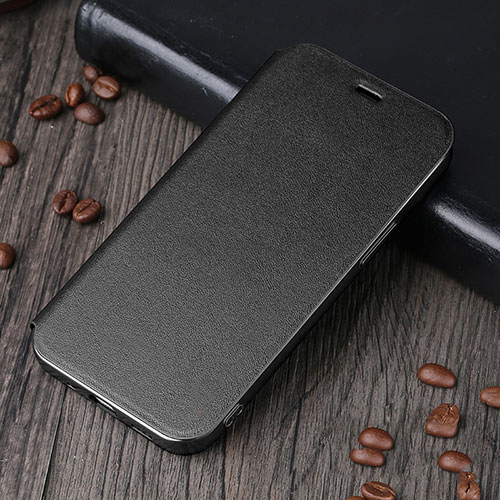 Leather Case Stands Flip Cover H25 Holder for Apple iPhone 15 Black