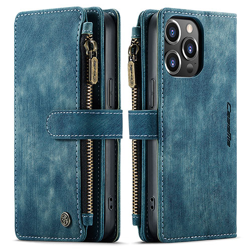 Leather Case Stands Flip Cover H27 Holder for Apple iPhone 13 Pro Max Blue