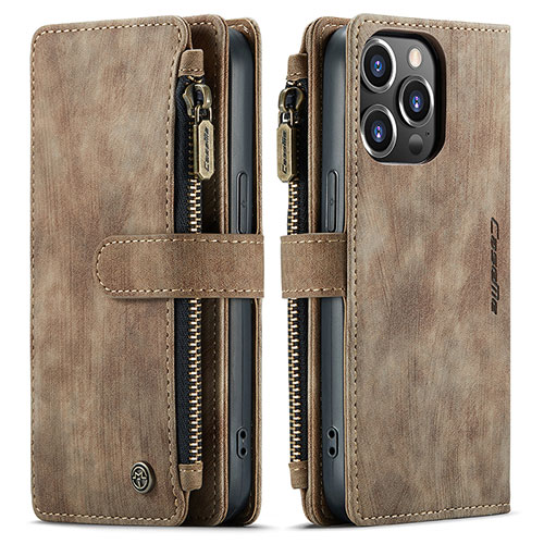 Leather Case Stands Flip Cover H27 Holder for Apple iPhone 16 Pro Max Brown