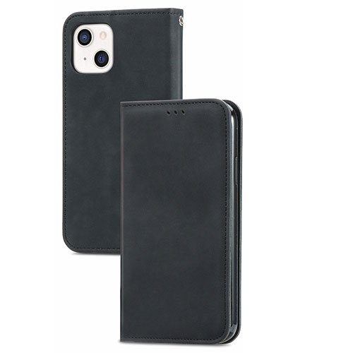 Leather Case Stands Flip Cover H30 Holder for Apple iPhone 15 Black