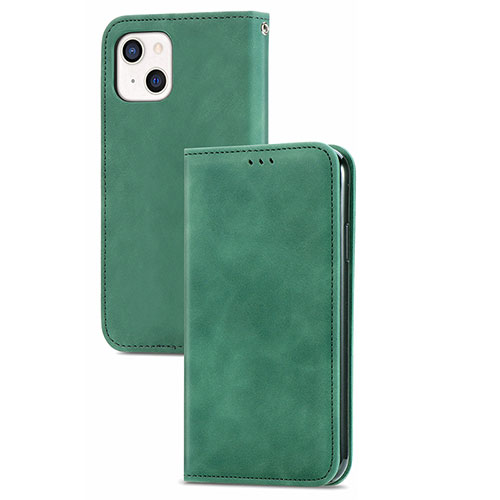 Leather Case Stands Flip Cover H30 Holder for Apple iPhone 15 Green