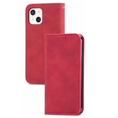 Leather Case Stands Flip Cover H30 Holder for Apple iPhone 15 Plus Red