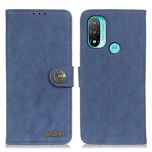 Leather Case Stands Flip Cover Holder A01D for Motorola Moto E20 Blue