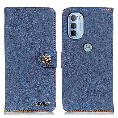 Leather Case Stands Flip Cover Holder A01D for Motorola Moto G41 Blue