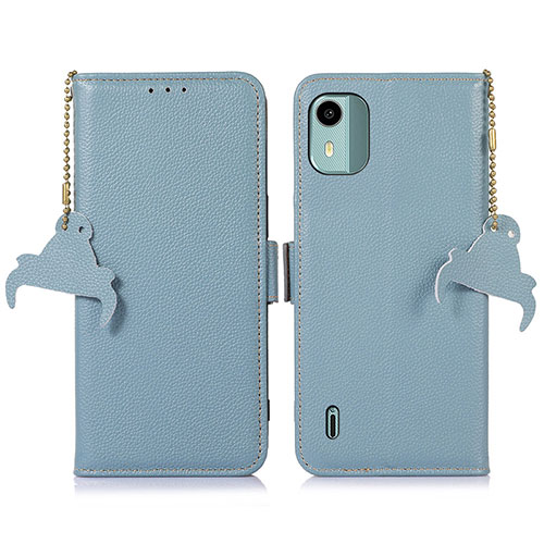 Leather Case Stands Flip Cover Holder A01D for Nokia C12 Mint Blue