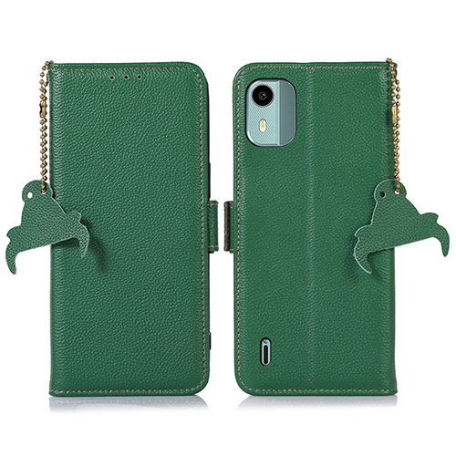 Leather Case Stands Flip Cover Holder A01D for Nokia C12 Plus Green