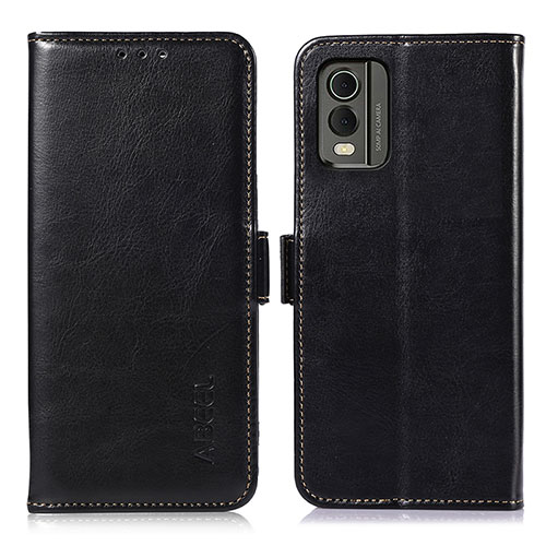 Leather Case Stands Flip Cover Holder A01D for Nokia C210 Black