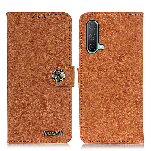 Leather Case Stands Flip Cover Holder A01D for OnePlus Nord CE 5G Brown