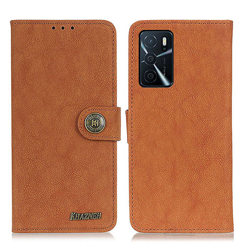 Leather Case Stands Flip Cover Holder A01D for Oppo A54s Brown