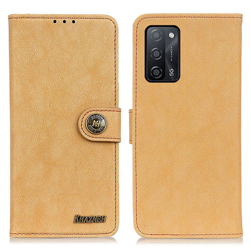 Leather Case Stands Flip Cover Holder A01D for Oppo A55 5G Gold