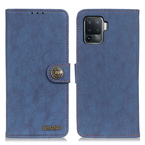 Leather Case Stands Flip Cover Holder A01D for Oppo Reno5 Lite Blue