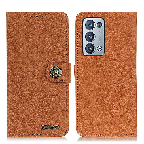 Leather Case Stands Flip Cover Holder A01D for Oppo Reno6 Pro+ Plus 5G Brown