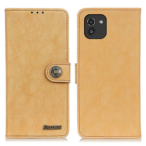 Leather Case Stands Flip Cover Holder A01D for Samsung Galaxy A03 Gold