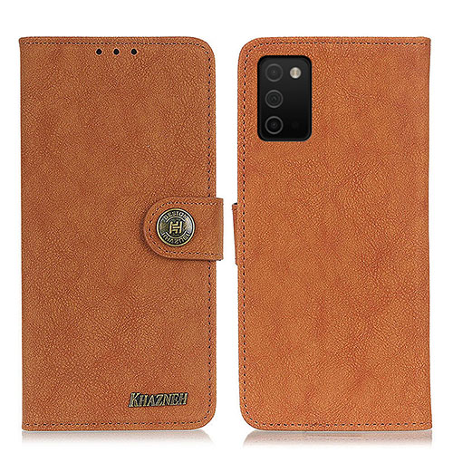 Leather Case Stands Flip Cover Holder A01D for Samsung Galaxy A03s Brown