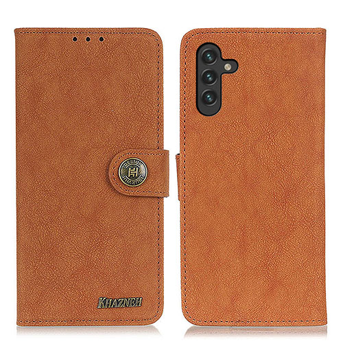 Leather Case Stands Flip Cover Holder A01D for Samsung Galaxy A04s Brown