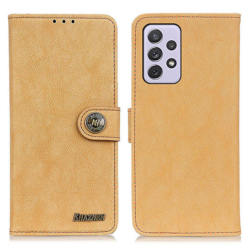 Leather Case Stands Flip Cover Holder A01D for Samsung Galaxy A73 5G Gold