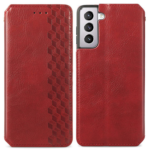 Leather Case Stands Flip Cover Holder A01D for Samsung Galaxy S21 5G Red