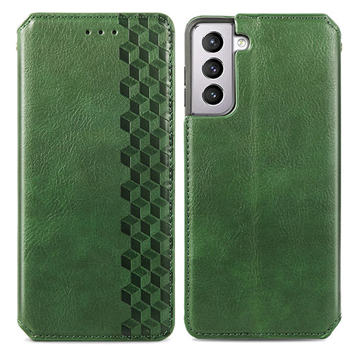 Leather Case Stands Flip Cover Holder A01D for Samsung Galaxy S21 Plus 5G Green