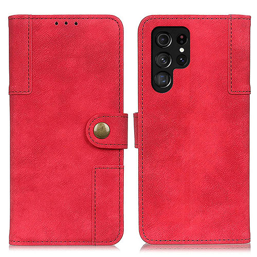 Leather Case Stands Flip Cover Holder A01D for Samsung Galaxy S24 Ultra 5G Red