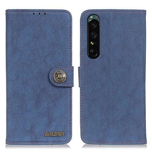 Leather Case Stands Flip Cover Holder A01D for Sony Xperia 1 IV Blue