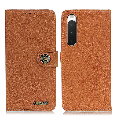 Leather Case Stands Flip Cover Holder A01D for Sony Xperia 10 V Brown