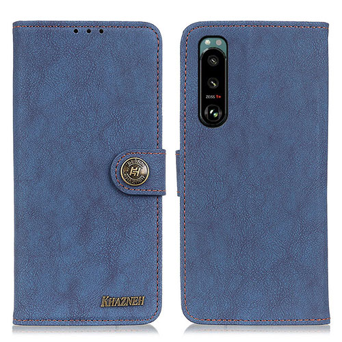 Leather Case Stands Flip Cover Holder A01D for Sony Xperia 5 III SO-53B Blue