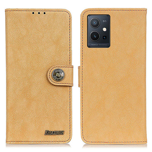 Leather Case Stands Flip Cover Holder A01D for Vivo Y33e 5G Gold