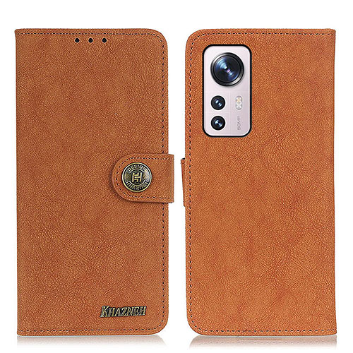 Leather Case Stands Flip Cover Holder A01D for Xiaomi Mi 12 5G Brown