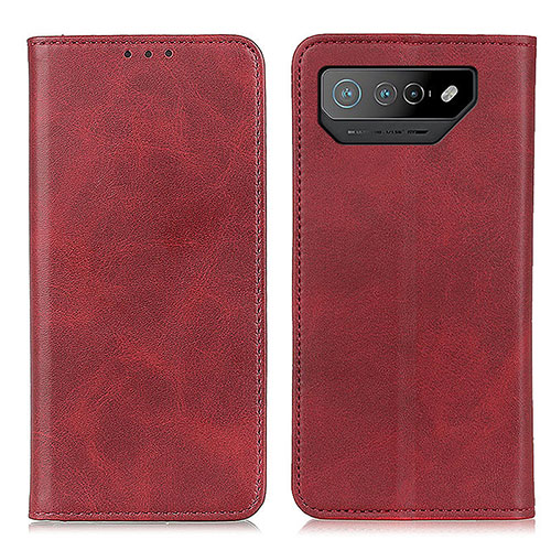 Leather Case Stands Flip Cover Holder A02D for Asus ROG Phone 7 Pro Red