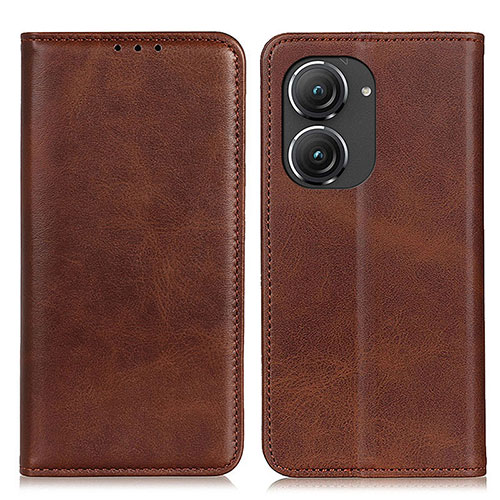 Leather Case Stands Flip Cover Holder A02D for Asus Zenfone 9 Brown