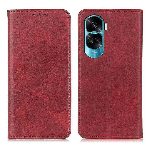 Leather Case Stands Flip Cover Holder A02D for Huawei Honor 90 Lite 5G Red