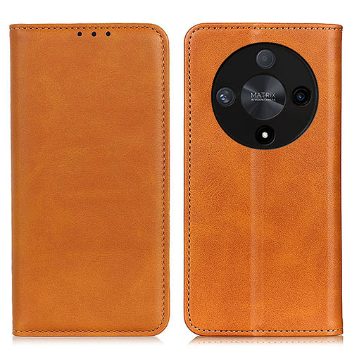 Leather Case Stands Flip Cover Holder A02D for Huawei Honor Magic6 Lite 5G Light Brown