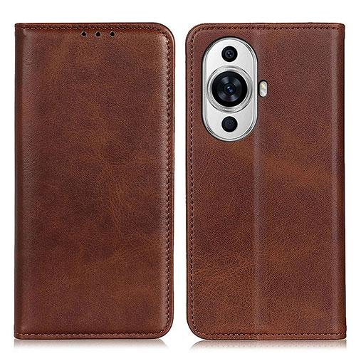 Leather Case Stands Flip Cover Holder A02D for Huawei Nova 11 Brown