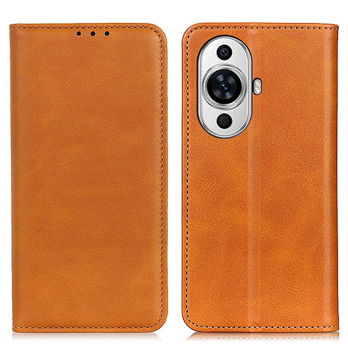 Leather Case Stands Flip Cover Holder A02D for Huawei Nova 11 Light Brown