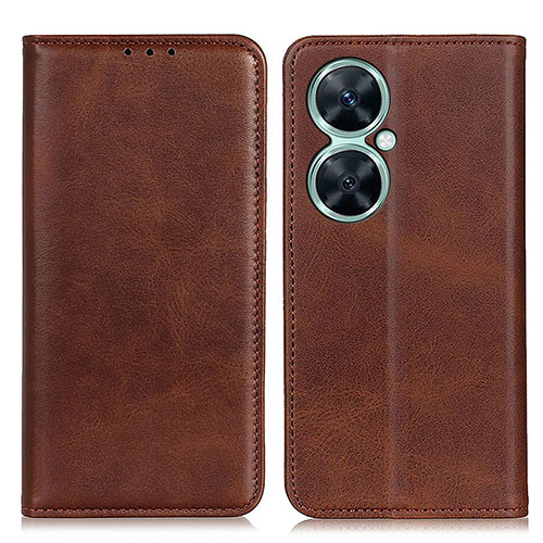 Leather Case Stands Flip Cover Holder A02D for Huawei Nova 11i Brown