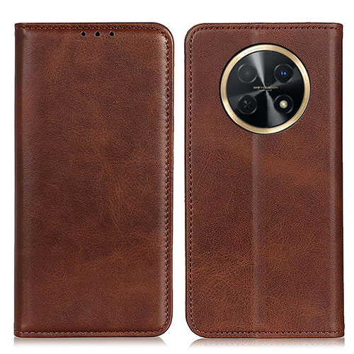 Leather Case Stands Flip Cover Holder A02D for Huawei Nova Y91 Brown