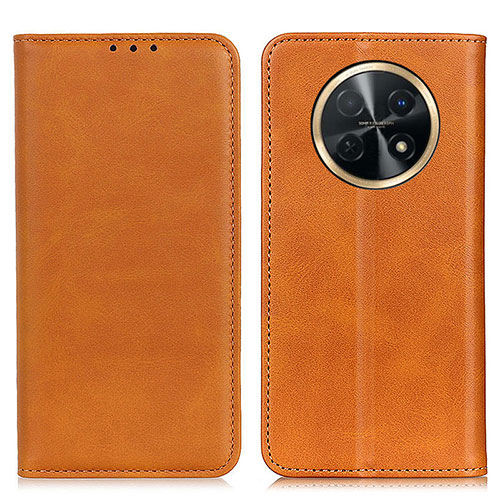 Leather Case Stands Flip Cover Holder A02D for Huawei Nova Y91 Light Brown