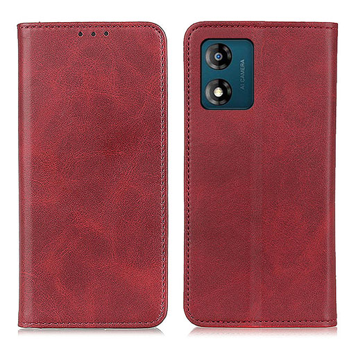 Leather Case Stands Flip Cover Holder A02D for Motorola Moto E13 Red