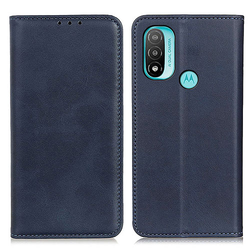 Leather Case Stands Flip Cover Holder A02D for Motorola Moto E20 Blue