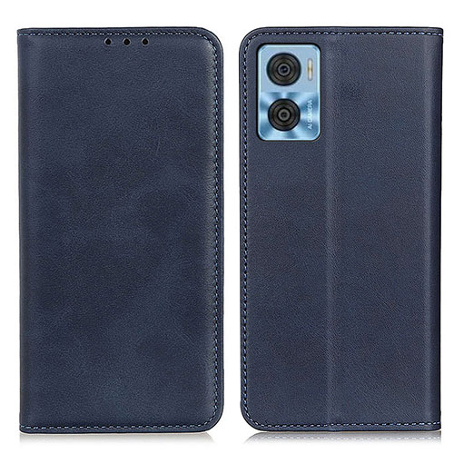 Leather Case Stands Flip Cover Holder A02D for Motorola Moto E22i Blue