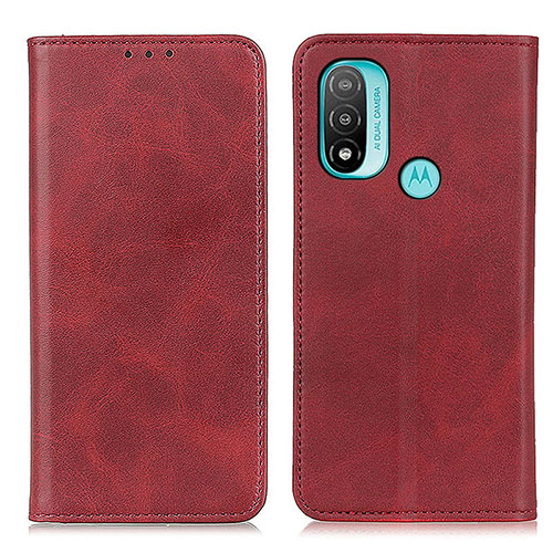 Leather Case Stands Flip Cover Holder A02D for Motorola Moto E30 Red