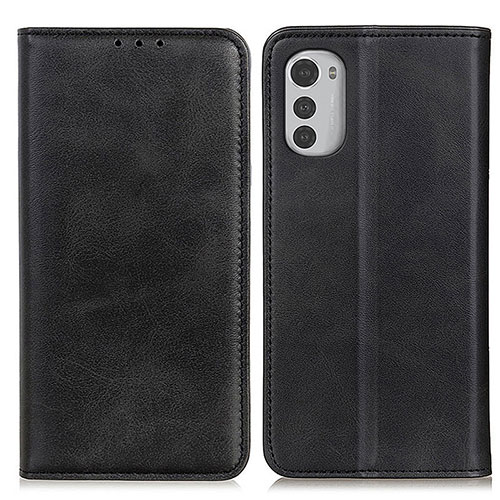 Leather Case Stands Flip Cover Holder A02D for Motorola Moto E32 Black