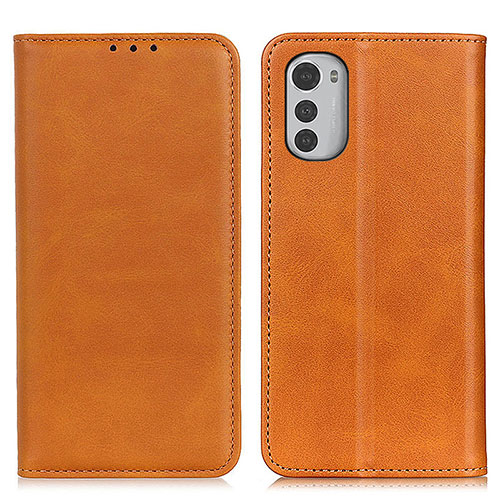 Leather Case Stands Flip Cover Holder A02D for Motorola Moto E32 Light Brown