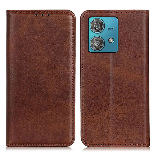 Leather Case Stands Flip Cover Holder A02D for Motorola Moto Edge 40 Neo 5G Brown