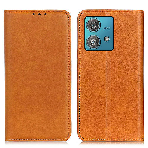 Leather Case Stands Flip Cover Holder A02D for Motorola Moto Edge 40 Neo 5G Light Brown