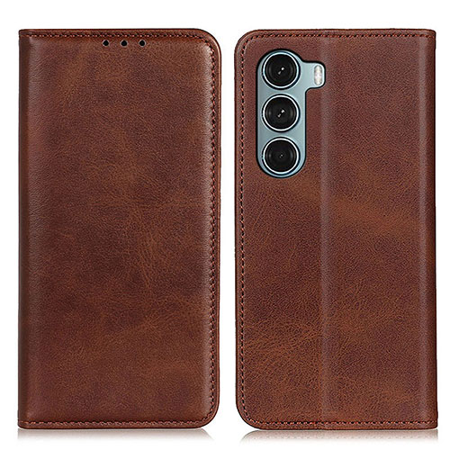 Leather Case Stands Flip Cover Holder A02D for Motorola Moto Edge S30 5G Brown