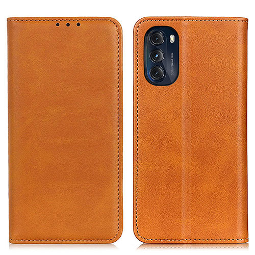Leather Case Stands Flip Cover Holder A02D for Motorola Moto G 5G (2022) Light Brown