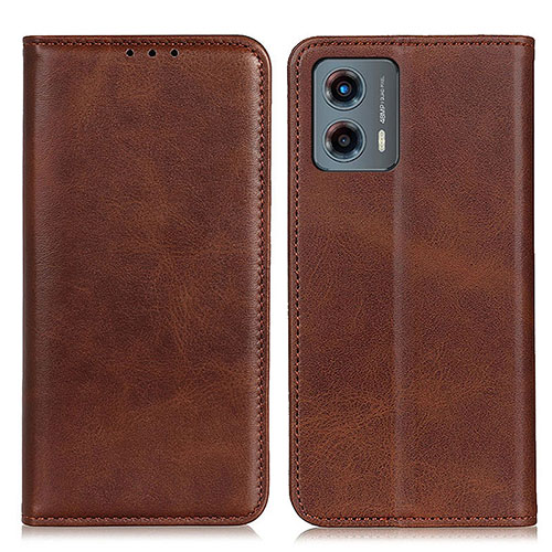 Leather Case Stands Flip Cover Holder A02D for Motorola Moto G 5G (2023) Brown